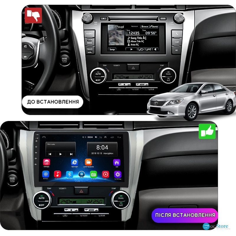 Штатная магнитола Lesko для Toyota Aurion II 2012-2017 экран 10" 2/32Gb Wi-Fi GPS Base