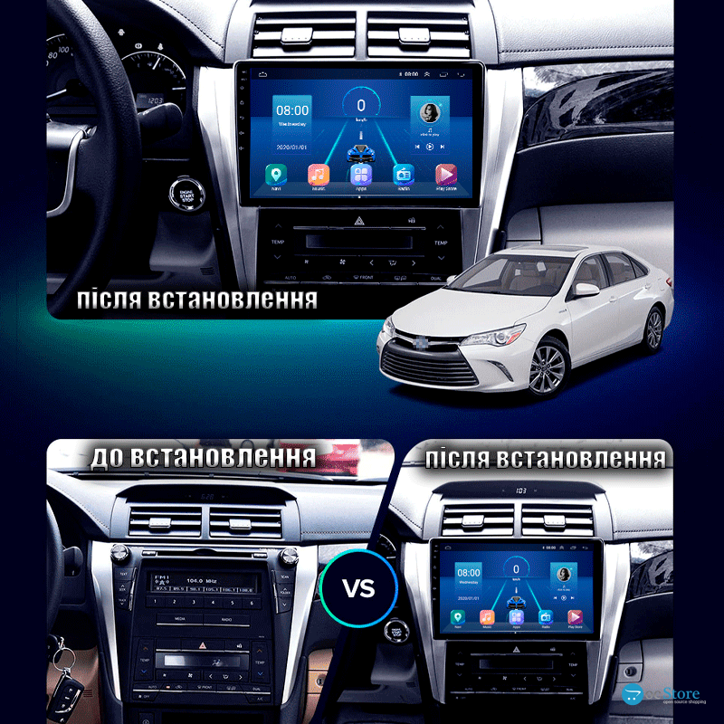 Штатная магнитола Lesko для Toyota Aurion II 2012-2017 экран 10" 2/32Gb 4G Wi-Fi GPS Top