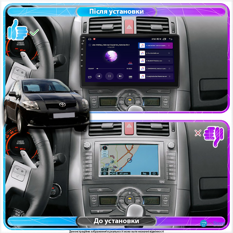 Штатная магнитола Lesko для Toyota Auris I 2006-2010 экран 10" 4/64Gb CarPlay 4G Wi-Fi GPS Prime
