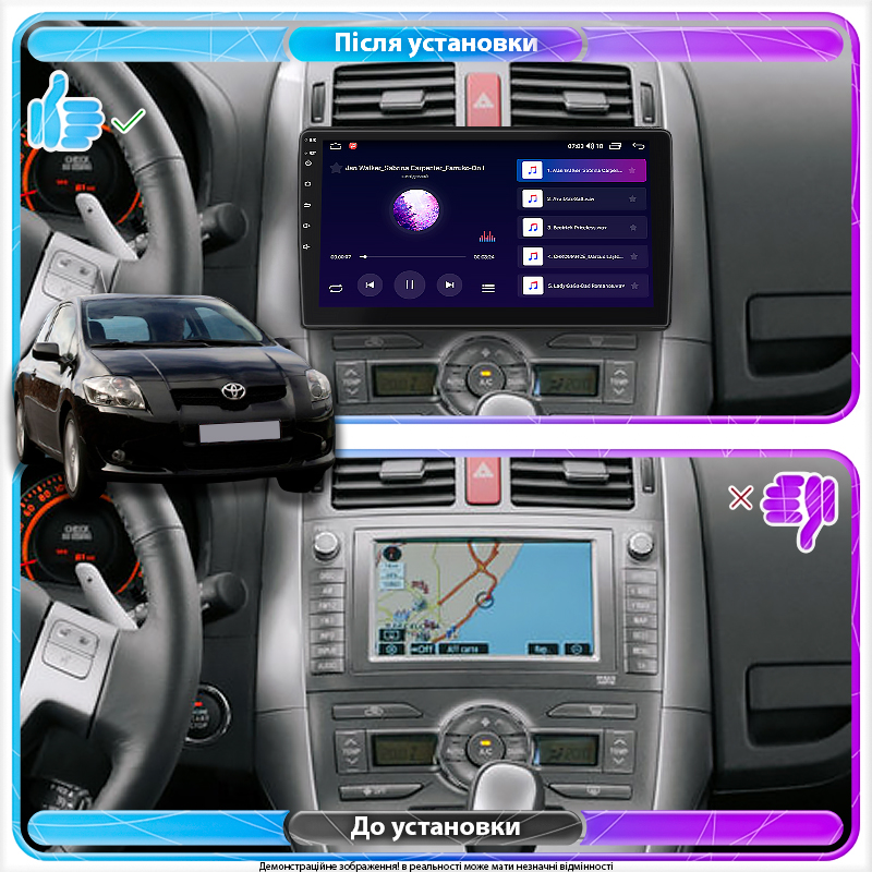Штатная магнитола Lesko для Toyota Auris I 2006-2010 экран 10" 4/64Gb CarPlay 4G Wi-Fi GPS Prime