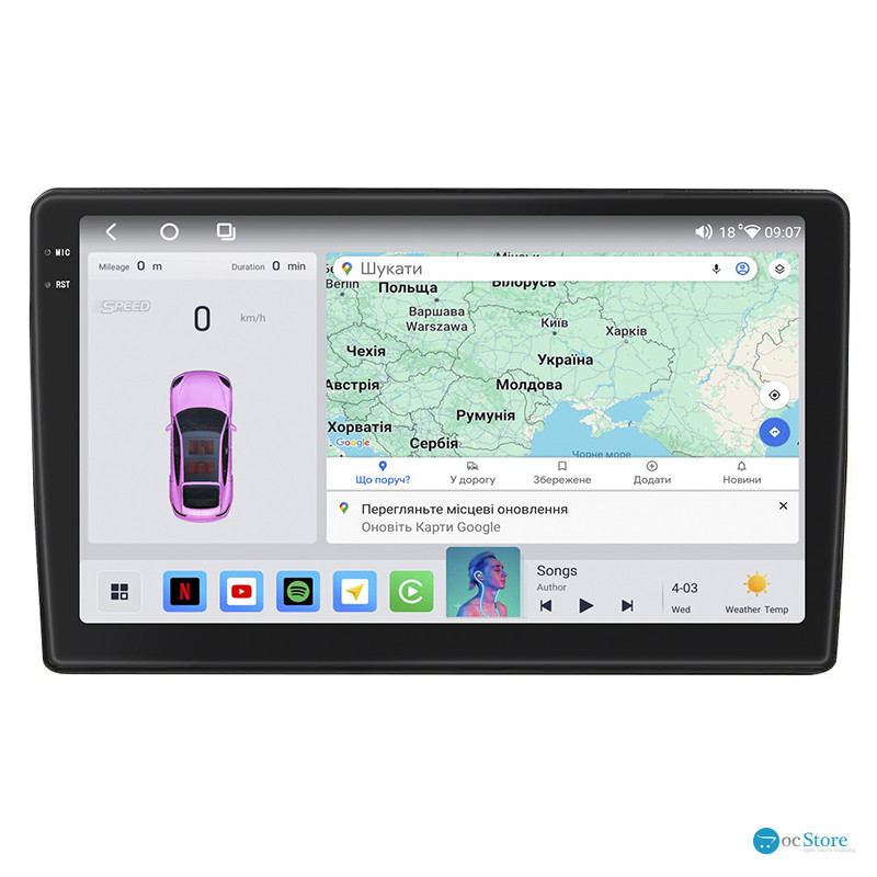 Штатная магнитола Lesko для Toyota Auris I Рестайлинг 2009-2012 экран 10" 4/64 QLED CarPlay 4G Wi-Fi GPS 360 Prime