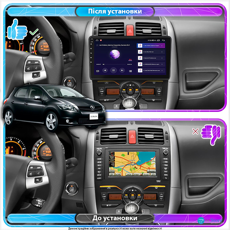 Штатная магнитола Lesko для Toyota Auris I Рестайлинг 2009-2012 экран 10" 4/64Gb 4G Wi-Fi GPS Top