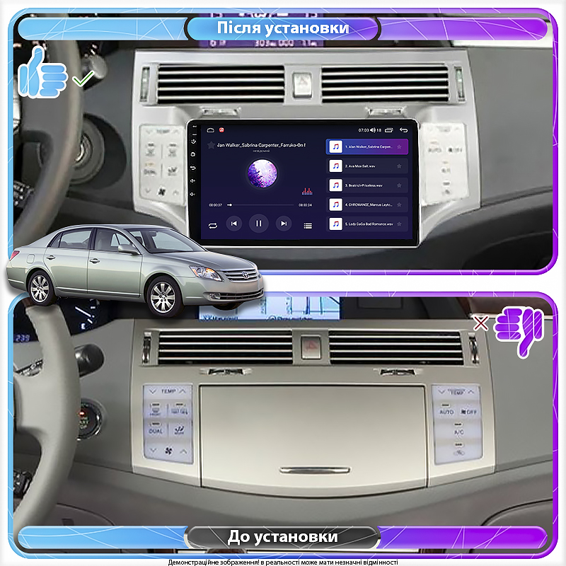 Штатная магнитола Lesko для Toyota Avalon III 2005-2007 экран 9" 2/32Gb CarPlay 4G Wi-Fi GPS Prime