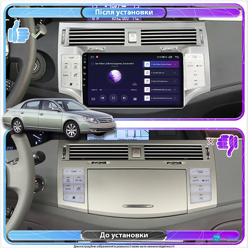 Штатная магнитола Lesko для Toyota Avalon III Рестайлинг 2007-2010 экран 9" 1/16Gb Wi-Fi GPS Base