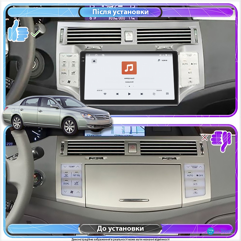 Штатная магнитола Lesko для Toyota Avalon III Рестайлинг 2007-2010 экран 9" 4/64 QLED CarPlay 4G Wi-Fi GPS 360 Prime