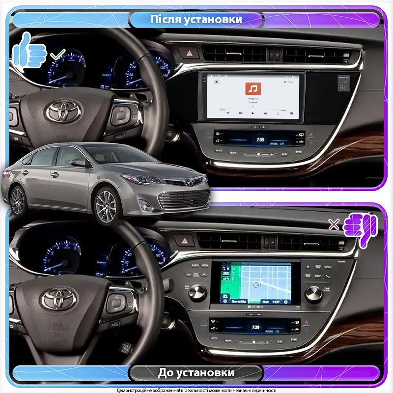 Штатная магнитола Lesko для Toyota Avalon IV 2012-2015 экран 9" 4/64 QLED CarPlay 4G Wi-Fi GPS 360 Prime