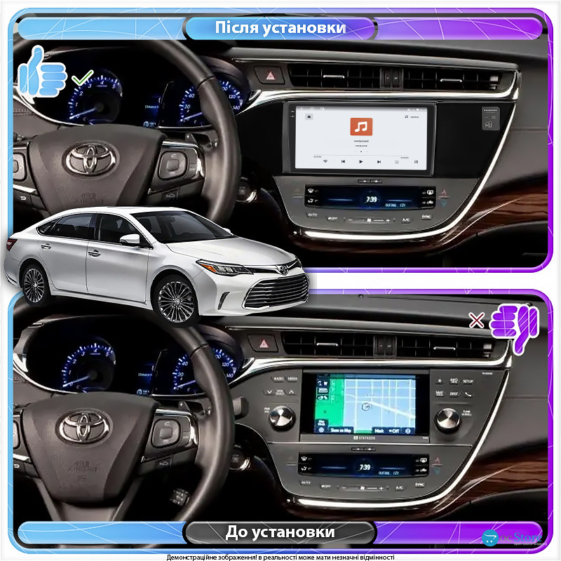 Штатная магнитола Lesko для Toyota Avalon IV Рестайлинг 2015-2018 экран 9" 4/64 QLED CarPlay 4G Wi-Fi GPS 360 Prime