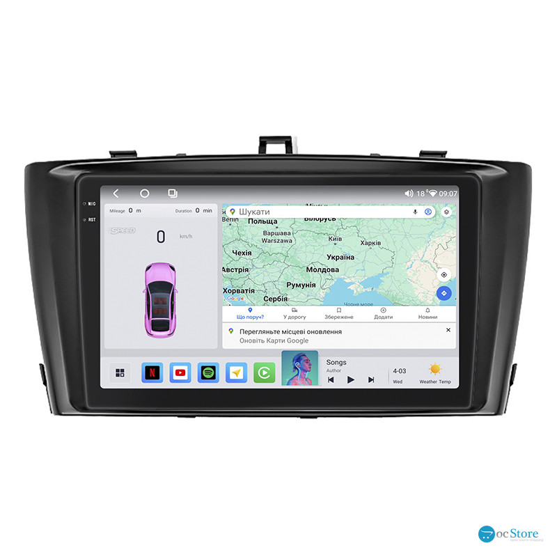Штатная магнитола Lesko для Toyota Avensis III 2008-2011 экран 9" 4/64 QLED CarPlay 4G Wi-Fi GPS 360 Prime