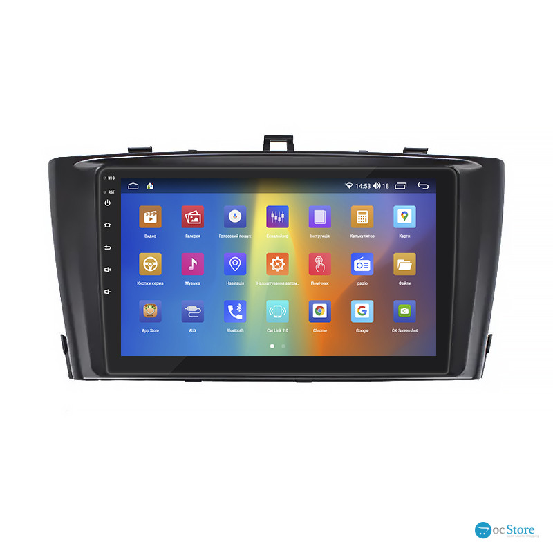Штатная магнитола Lesko для Toyota Avensis III Рестайлинг 2011-2015 экран 9" 2/32Gb CarPlay 4G Wi-Fi GPS Prime