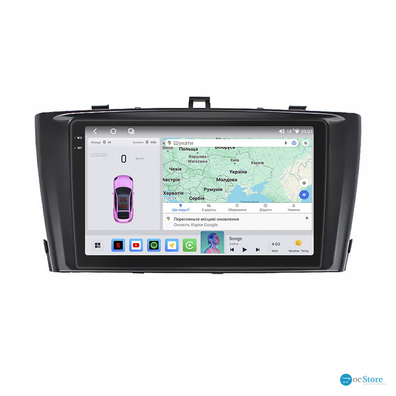 Штатная магнитола Lesko для Toyota Avensis III Рестайлинг 2011-2015 экран 9" 4/64 QLED CarPlay 4G Wi-Fi GPS 360 Prime