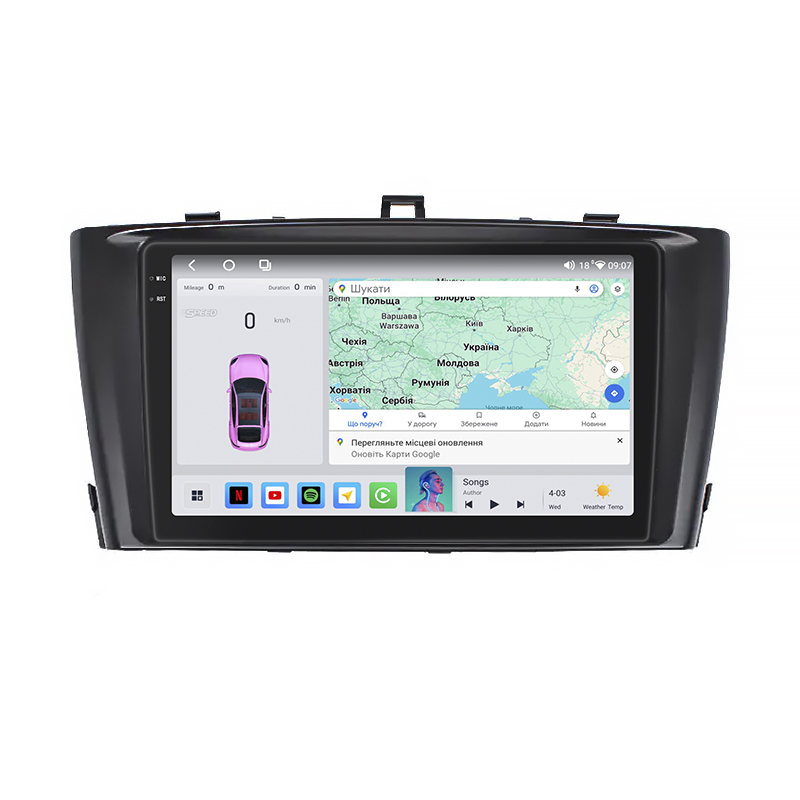 Штатная магнитола Lesko для Toyota Avensis III Рестайлинг 2011-2015 экран 9" 4/64 QLED CarPlay 4G Wi-Fi GPS 360 Prime