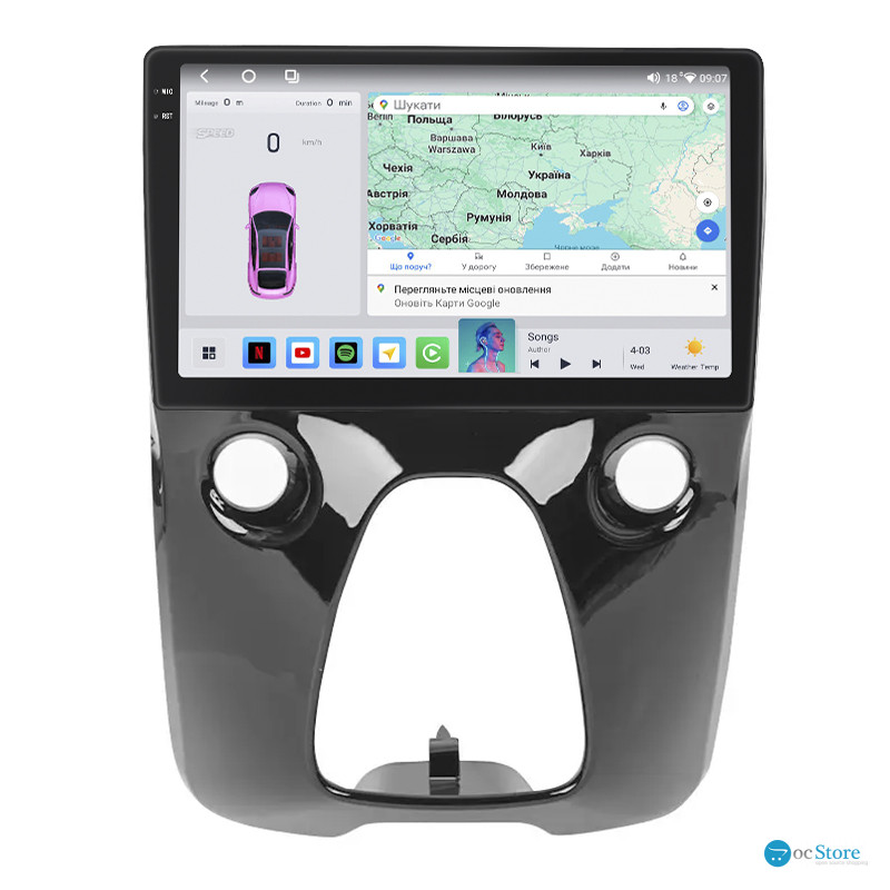 Штатная магнитола Lesko для Toyota Aygo II 2014-2018 экран 10" 4/64 QLED CarPlay 4G Wi-Fi GPS 360 Prime