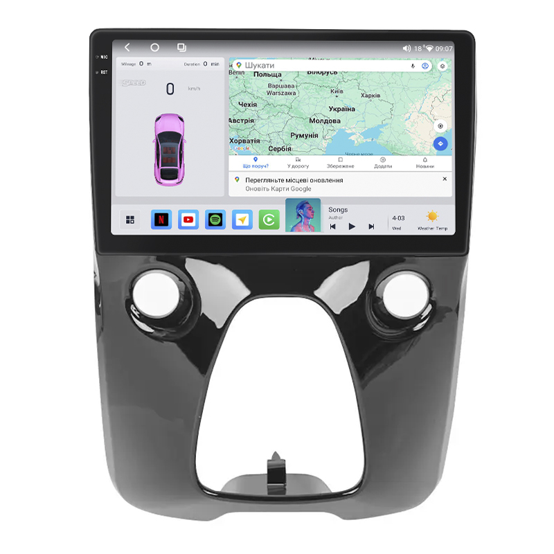 Штатная магнитола Lesko для Toyota Aygo II 2014-2018 экран 10" 4/64 QLED CarPlay 4G Wi-Fi GPS 360 Prime