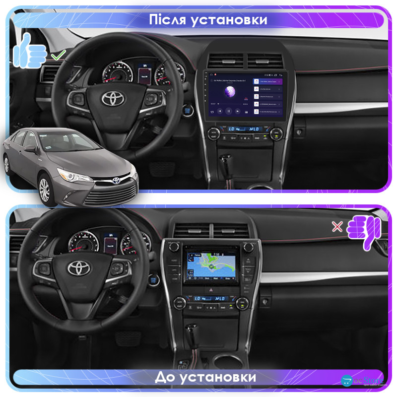 Штатная магнитола Lesko для Toyota Camry (USA) VII (V55) 2011-2015 экран 10" 4/64Gb 4G Wi-Fi GPS Top