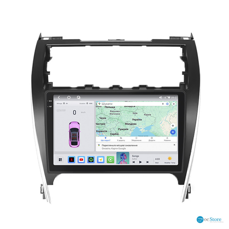 Штатная магнитола Lesko для Toyota Camry (USA) VII (XV50) 2011-2015 экран 10" 4/64 QLED CarPlay 4G Wi-Fi GPS 360 Prime