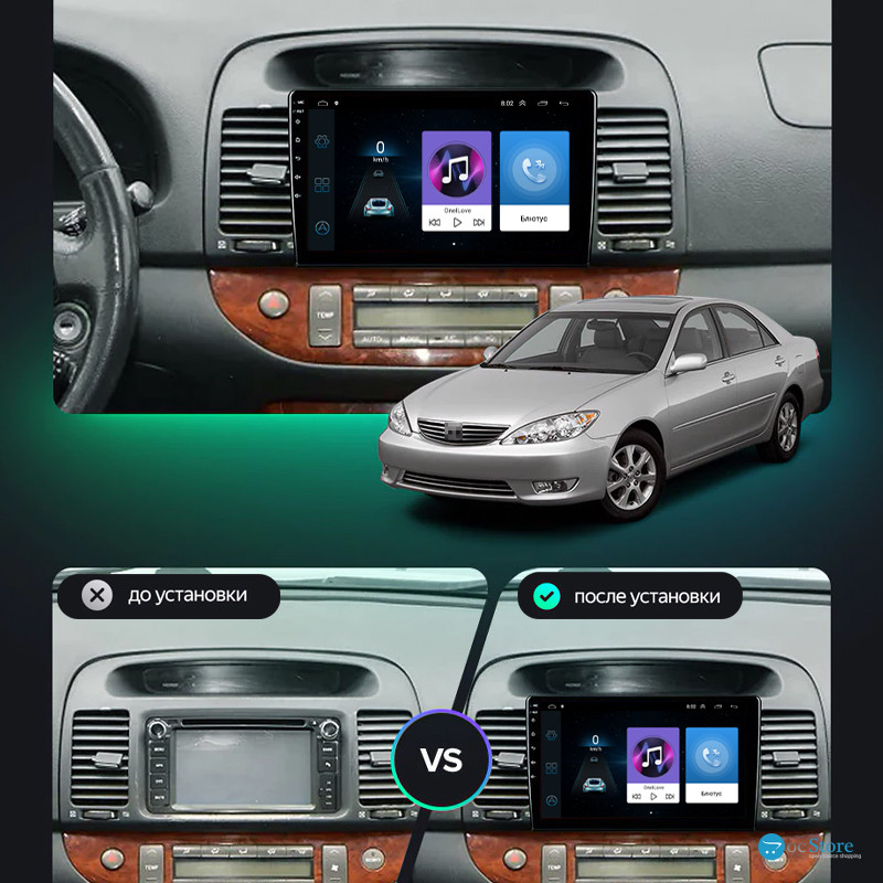 Штатная магнитола Lesko для Toyota Camry V (XV30) 2001-2004 экран 9" 1/16Gb Wi-Fi GPS Base