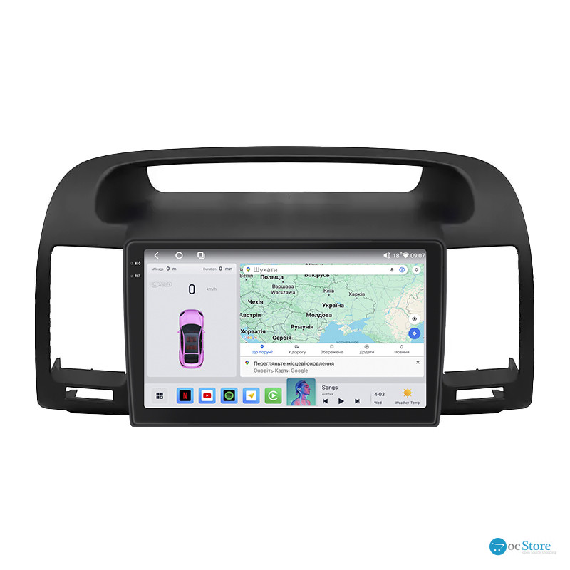 Штатная магнитола Lesko для Toyota Camry V (XV30) 2001-2004 экран 9" 4/64 QLED CarPlay 4G Wi-Fi GPS 360 Prime