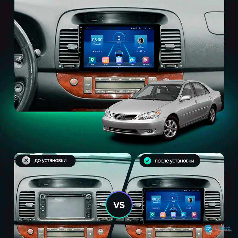 Штатная магнитола Lesko для Toyota Camry V (XV30) 2001-2004 экран 9" 6/128Gb 4G Wi-Fi GPS Top