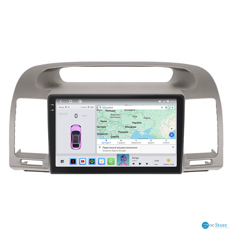 Штатная магнитола Lesko для Toyota Camry V (XV30) Рестайлинг 2004-2006 экран 9" 4/64 QLED CarPlay 4G Wi-Fi GPS 360 Prime
