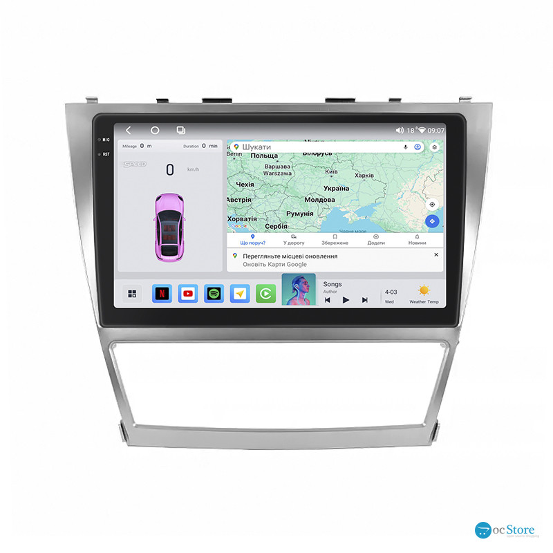 Штатная магнитола Lesko для Toyota Camry VI (XV40) Рестайлинг 2009-2011 экран 10" 4/64 QLED CarPlay 4G Wi-Fi GPS 360 Prime
