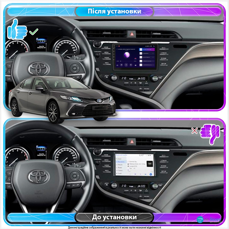 Штатная магнитола Lesko для Toyota Camry VIII (XV70) 2017-2021 экран 10" 4/32Gb 4G Wi-Fi GPS Top
