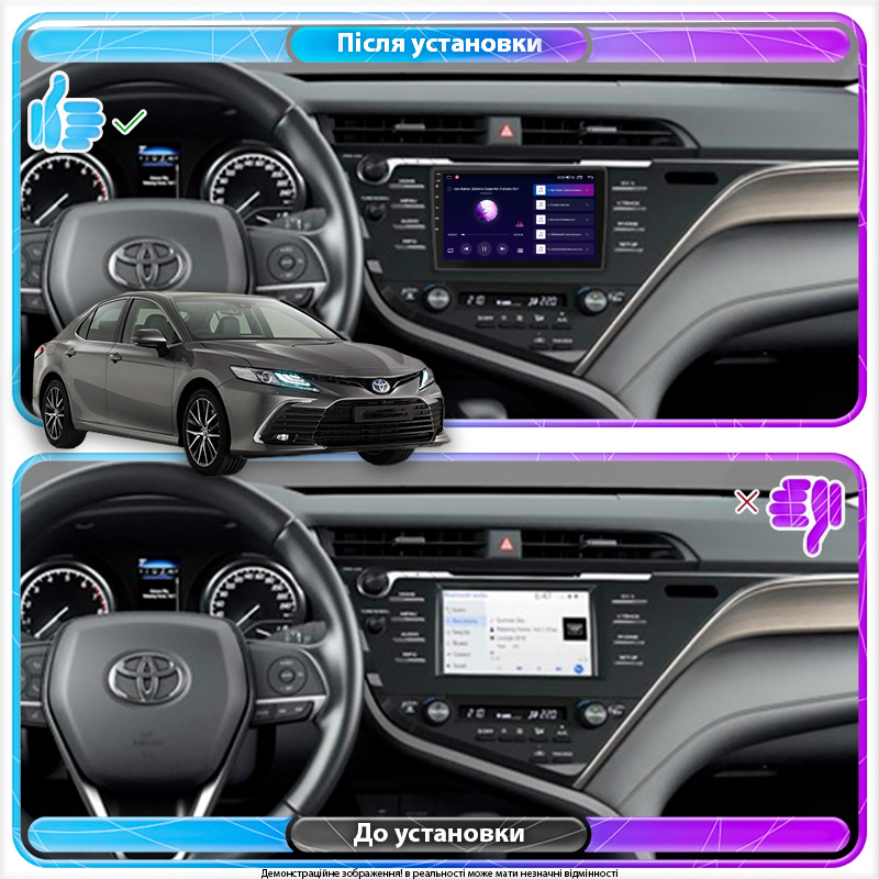 Штатная магнитола Lesko для Toyota Camry VIII (XV70) 2017-2021 экран 10" 4/32Gb 4G Wi-Fi GPS Top