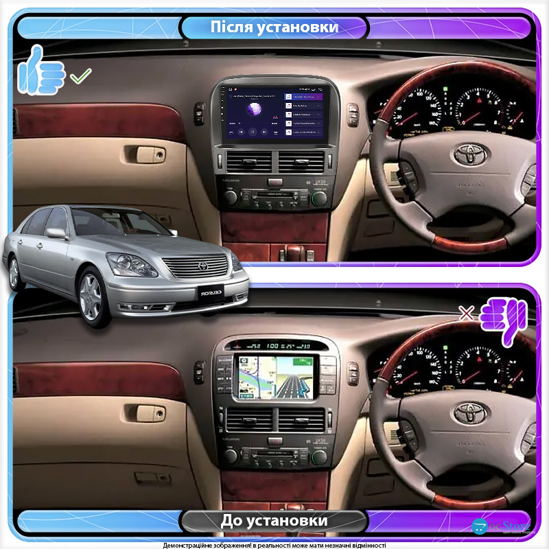 Штатная магнитола Lesko для Toyota Celsior III (F30) ver 2 2000-2003 экран 9" 4/64Gb CarPlay 4G Wi-Fi GPS Prime