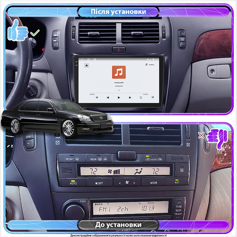 Штатная магнитола Lesko для Toyota Celsior III (F30) Рестайлинг 2003-2006 экран 9" 4/64 QLED CarPlay 4G Wi-Fi GPS 360 Prime
