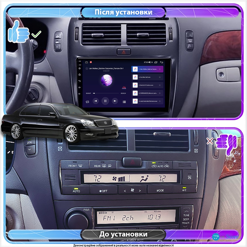 Штатная магнитола Lesko для Toyota Celsior III (F30) Рестайлинг 2003-2006 экран 9" 4/64Gb 4G Wi-Fi GPS Top