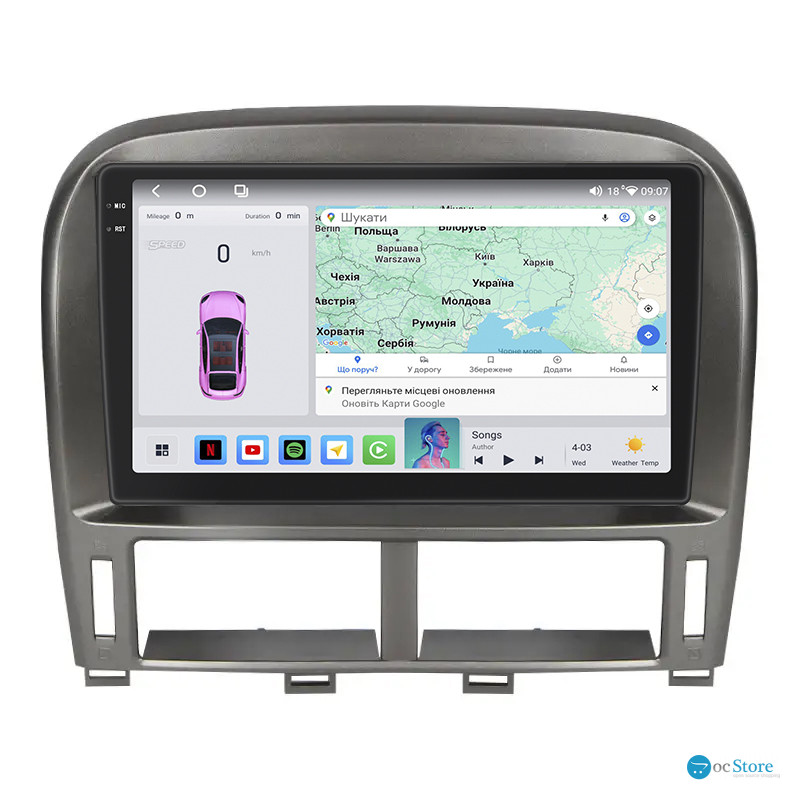 Штатная магнитола Lesko для Toyota Celsior III (F30) Рестайлинг ver 2 2003-2006 экран 9" 4/64 QLED CarPlay 4G Wi-Fi GPS 360 Prime