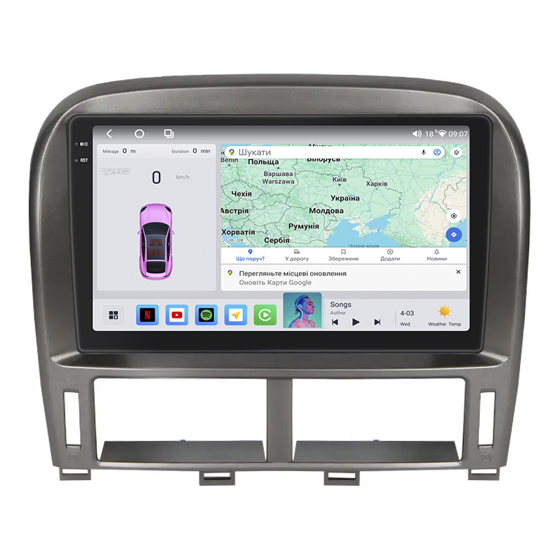 Штатная магнитола Lesko для Toyota Celsior III (F30) Рестайлинг ver 2 2003-2006 экран 9" 4/64 QLED CarPlay 4G Wi-Fi GPS 360 Prime