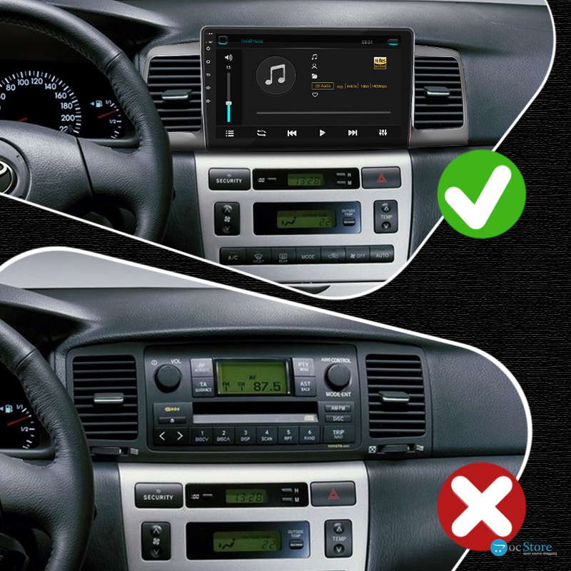 Штатная магнитола Lesko для Toyota Corolla IX (E120, E130) 2000-2004 экран 9" 1/16Gb Wi-Fi GPS Base