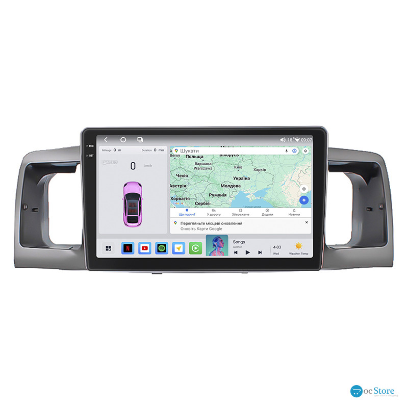 Штатная магнитола Lesko для Toyota Corolla IX (E120, E130) 2000-2004 экран 9" 4/64 QLED CarPlay 4G Wi-Fi GPS 360 Prime