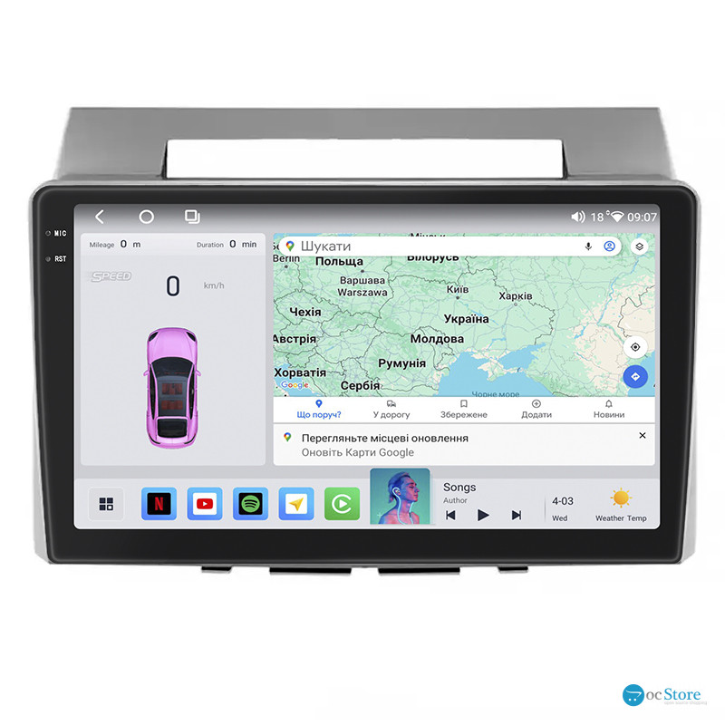 Штатная магнитола Lesko для Toyota Corolla Verso I Рестайлинг 2 2007-2009 экран 9" 4/64 QLED CarPlay 4G Wi-Fi GPS 360 Prime