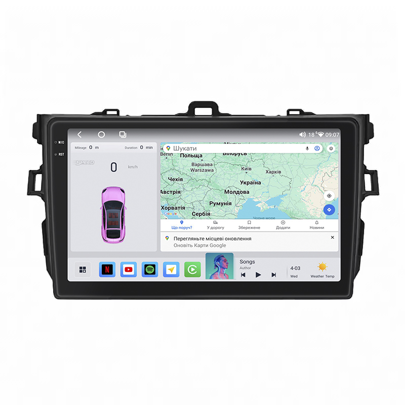 Штатная магнитола Lesko для Toyota Corolla X (E140, E150) 2006-2012 экран 9" 4/64 QLED CarPlay 4G Wi-Fi GPS 360 Prime