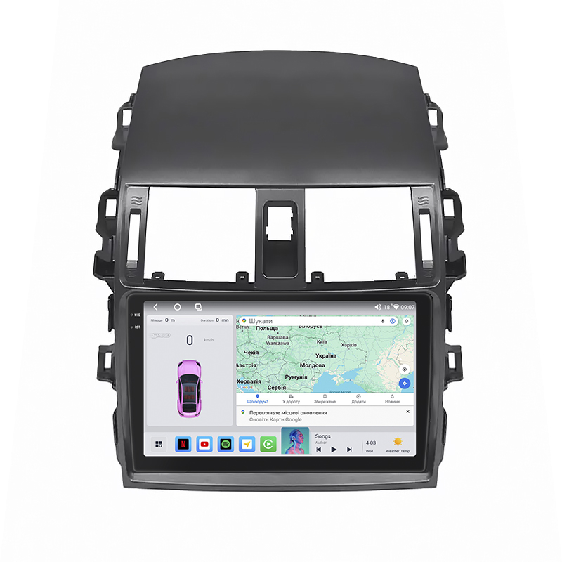 Штатная магнитола Lesko для Toyota Corolla X (E140, E150) Рестайлинг 2010-2013 экран 9" 4/64 QLED CarPlay 4G Wi-Fi GPS 360 Prime