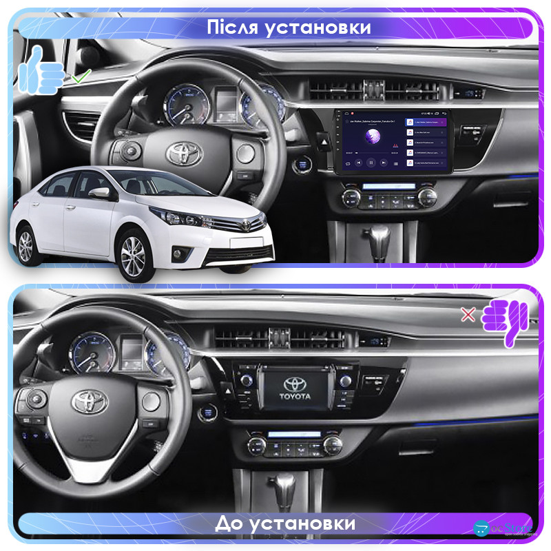 Штатная магнитола Lesko для Toyota Corolla XI (E160, E170) 2012-2016 экран 10" 4/64Gb CarPlay 4G Wi-Fi GPS Prime