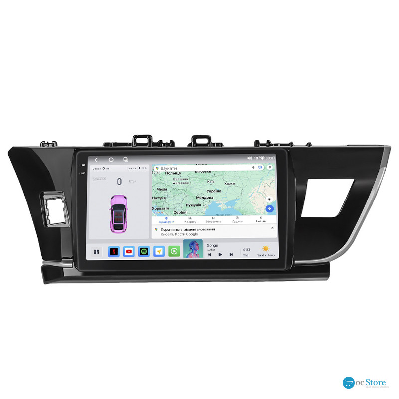 Штатная магнитола Lesko для Toyota Corolla XI (E160, E170) 2012-2016 экран 10" 4/64 QLED CarPlay 4G Wi-Fi GPS 360 Prime