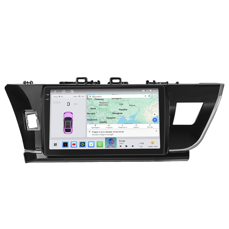 Штатная магнитола Lesko для Toyota Corolla XI (E160, E170) 2012-2016 экран 10" 4/64 QLED CarPlay 4G Wi-Fi GPS 360 Prime