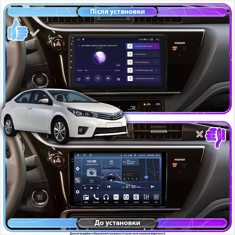 Штатная магнитола Lesko для Toyota Corolla XI (E160, E170) ver 2 2017-2019 экран 9" 6/128Gb 4G Wi-Fi GPS Top