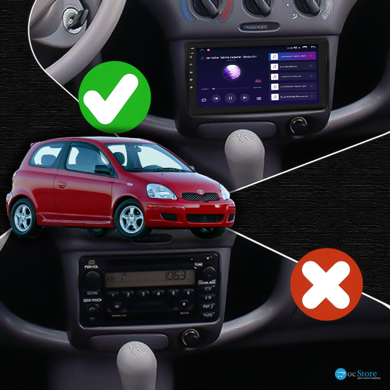 Штатная магнитола Lesko для Toyota Echo  1999-2005 экран 9" 2/32Gb CarPlay 4G Wi-Fi GPS Prime