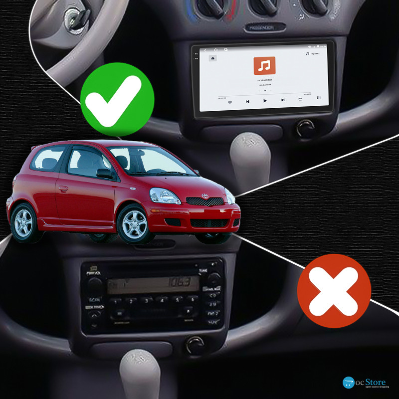 Штатная магнитола Lesko для Toyota Echo  1999-2005 экран 9" 4/64 QLED CarPlay 4G Wi-Fi GPS 360 Prime