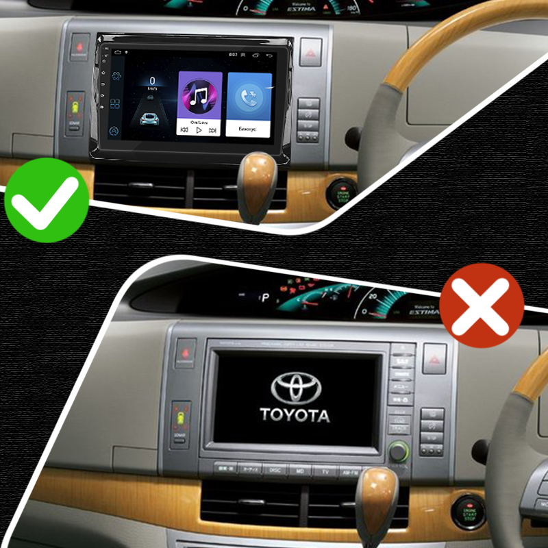 Штатная магнитола Lesko для Toyota Estima III 2006-2008 экран 9" 2/32Gb Wi-Fi GPS Base