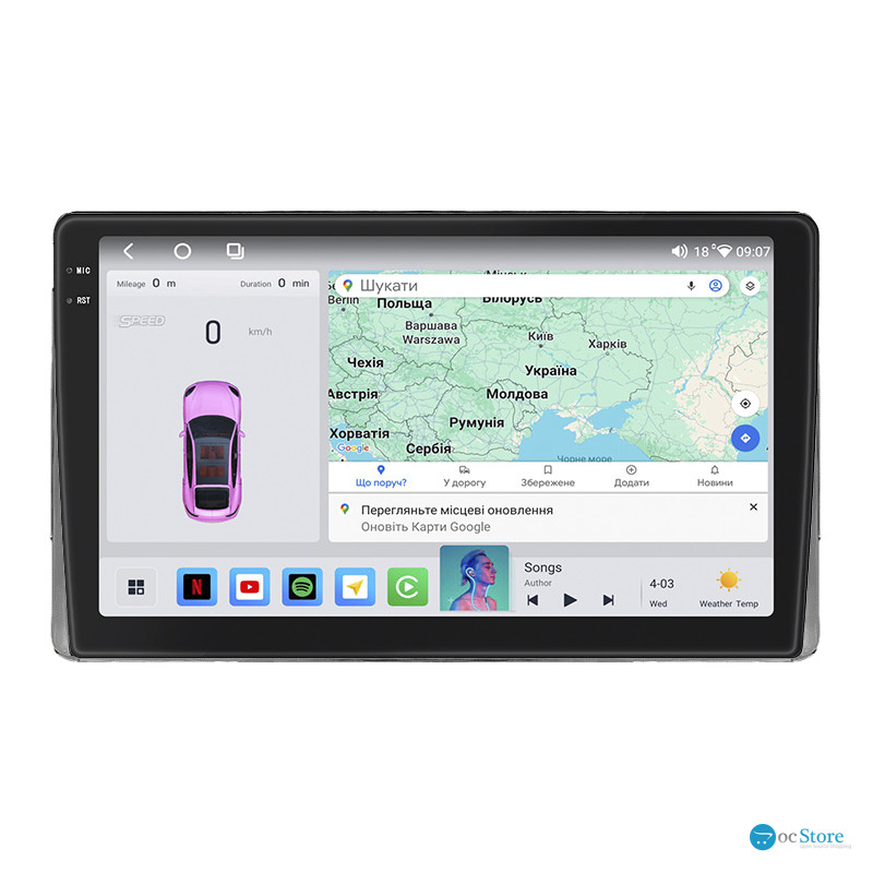 Штатная магнитола Lesko для Toyota Estima III 2006-2008 экран 9" 4/64 QLED CarPlay 4G Wi-Fi GPS 360 Prime