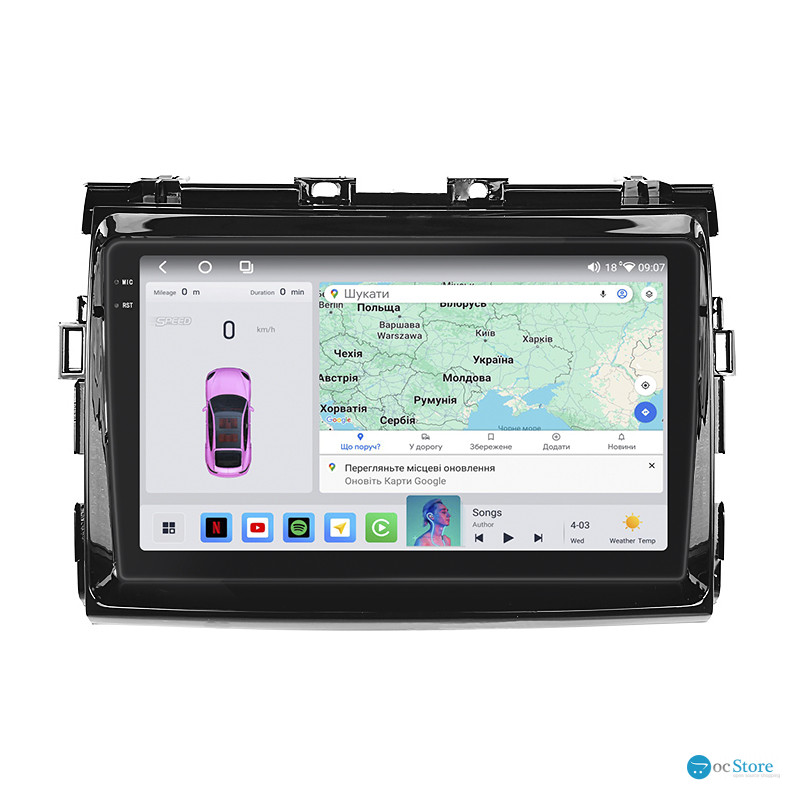 Штатная магнитола Lesko для Toyota Estima III Рестайлинг 2 2012-2016 экран 9" 4/64 QLED CarPlay 4G Wi-Fi GPS 360 Prime