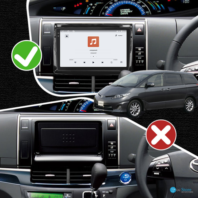 Штатная магнитола Lesko для Toyota Estima III Рестайлинг 2 2012-2016 экран 9" 4/64 QLED CarPlay 4G Wi-Fi GPS 360 Prime
