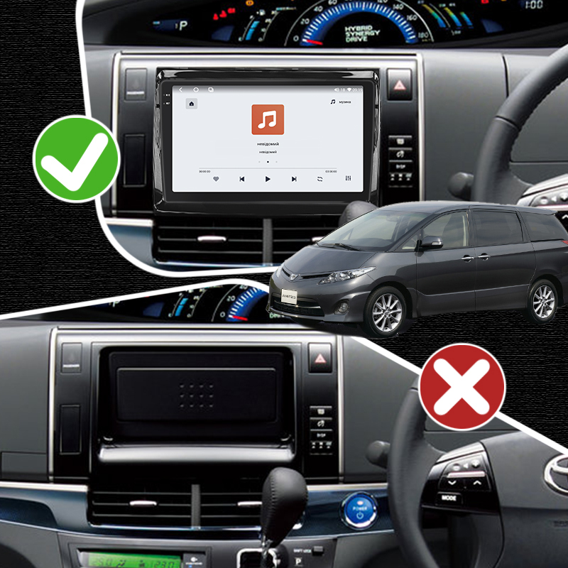 Штатная магнитола Lesko для Toyota Estima III Рестайлинг 2008-2012 экран 9" 4/64 QLED CarPlay 4G Wi-Fi GPS 360 Prime