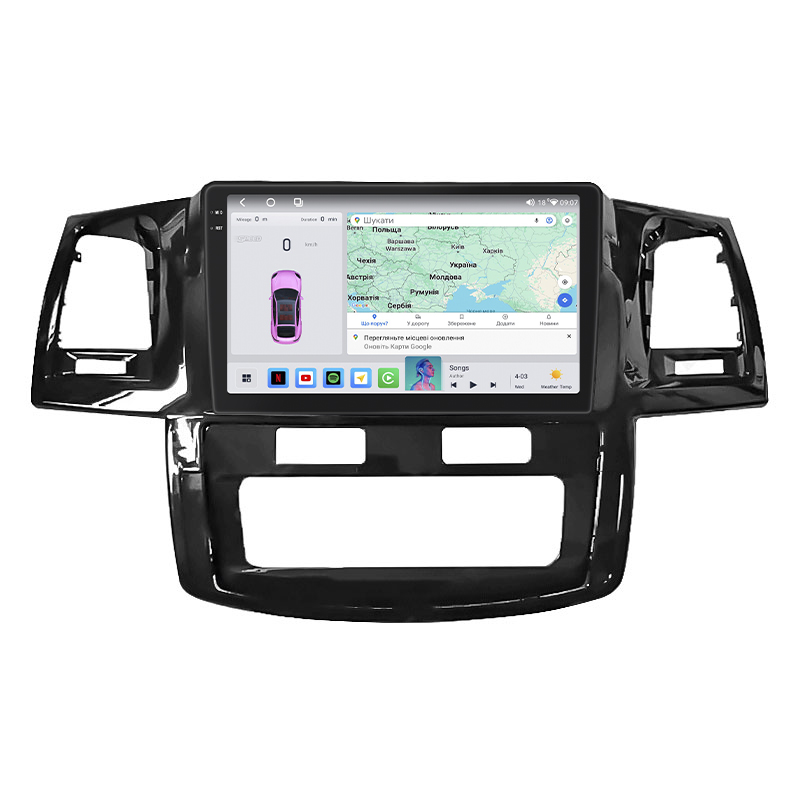 Штатная магнитола Lesko для Toyota Fortuner I 2005-2015 экран 9" 4/64 QLED CarPlay 4G Wi-Fi GPS 360 Prime