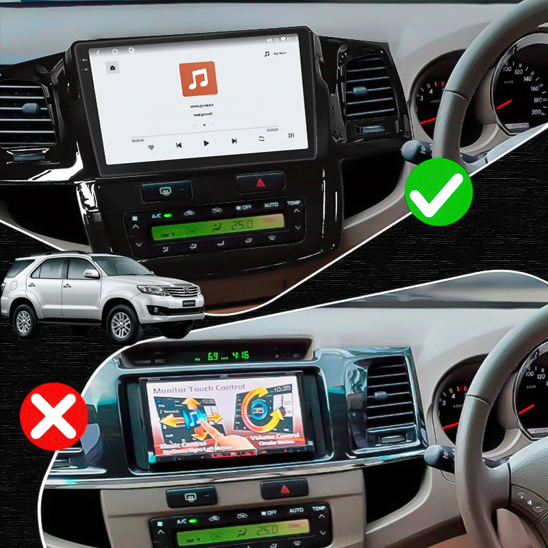 Штатная магнитола Lesko для Toyota Fortuner I 2005-2015 экран 9" 4/64 QLED CarPlay 4G Wi-Fi GPS 360 Prime