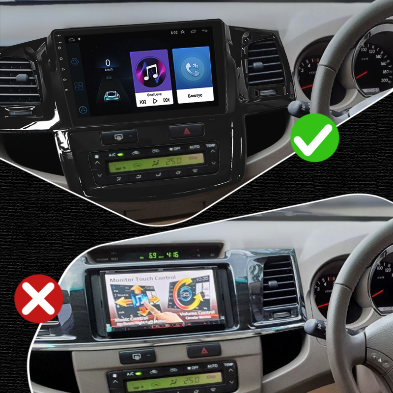 Штатная магнитола Lesko для Toyota Fortuner I 2005-2015 экран 9" 4/64Gb 4G Wi-Fi GPS Top